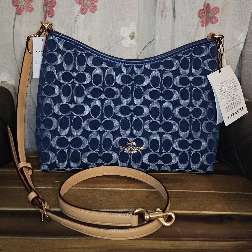 NEW! Coach Laurel Small in Signature Denim Shoulder Crossbody Bag - Picture 4 of 6